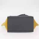 CELINE Trapeze Medium Hand Bag Leather 2way Gray Gold Auth BA7555-11