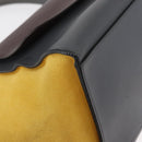 CELINE Trapeze Medium Hand Bag Leather 2way Gray Gold Auth BA7555-12