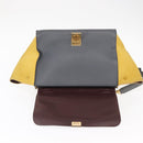 CELINE Trapeze Medium Hand Bag Leather 2way Gray Gold Auth BA7555-18