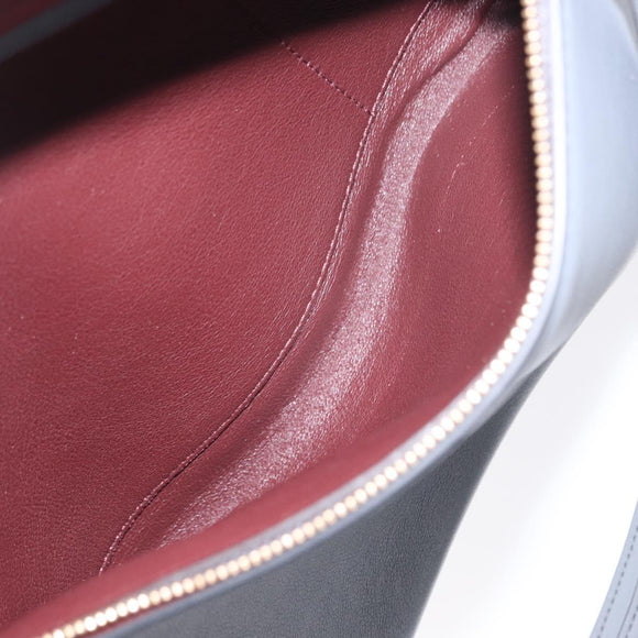 CELINE Trapeze Medium Hand Bag Leather 2way Gray Gold Auth BA7555