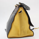 CELINE Trapeze Medium Hand Bag Leather 2way Gray Gold Auth BA7555-5