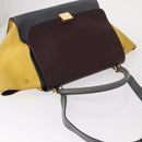 CELINE Trapeze Medium Hand Bag Leather 2way Gray Gold Auth BA7555-6