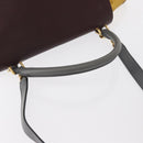CELINE Trapeze Medium Hand Bag Leather 2way Gray Gold Auth BA7555-7