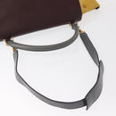 CELINE Trapeze Medium Hand Bag Leather 2way Gray Gold Auth BA7555-9
