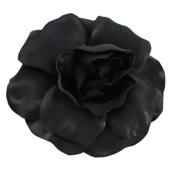 CHANEL Camelia Brooch metal Black CC Auth BA7556