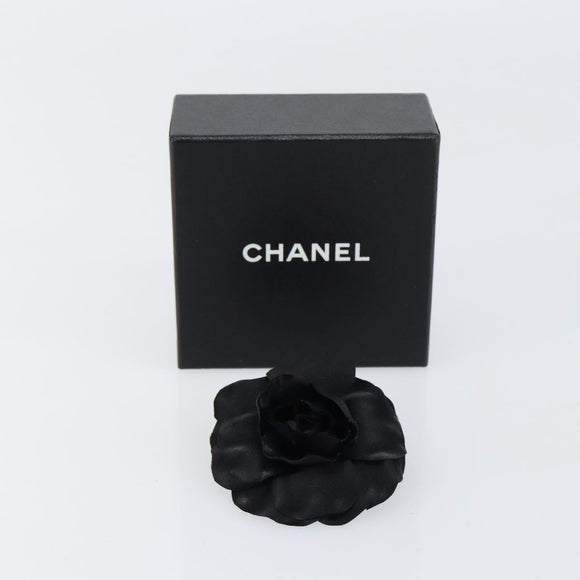 CHANEL Camelia Brooch metal Black CC Auth BA7556