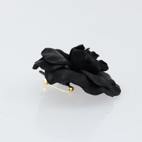 CHANEL Camelia Brooch metal Black CC Auth BA7556