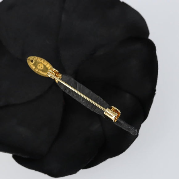 CHANEL Camelia Brooch metal Black CC Auth BA7556