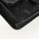 CHANEL Matelasse Chain Shoulder Bag Caviar Skin Black Gold CC Auth BA7560M-17