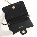 CHANEL Matelasse Chain Shoulder Bag Caviar Skin Black Gold CC Auth BA7560M-22