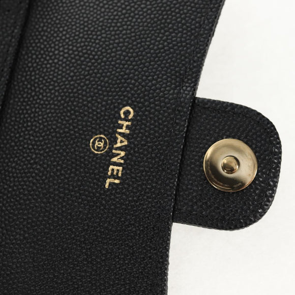 CHANEL Matelasse Chain Shoulder Bag Caviar Skin Black Gold CC Auth BA7560M