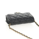 CHANEL Matelasse Chain Shoulder Bag Caviar Skin Black Gold CC Auth BA7560M-7
