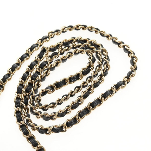 CHANEL Matelasse Chain Shoulder Bag Caviar Skin Black Gold CC Auth BA7560M