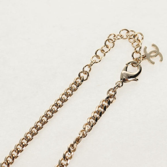 CHANEL Heart Necklace metal Silver CC Auth BA7561M