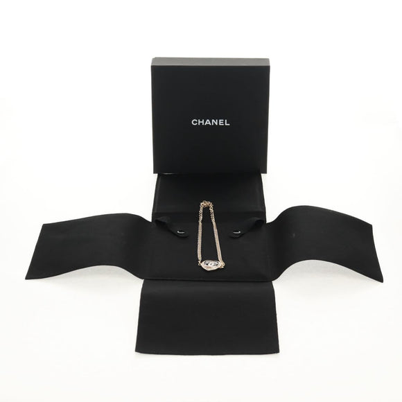 CHANEL Heart Necklace metal Silver CC Auth BA7561M