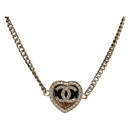 CHANEL Heart Necklace metal Silver CC Auth BA7561SAM-1
