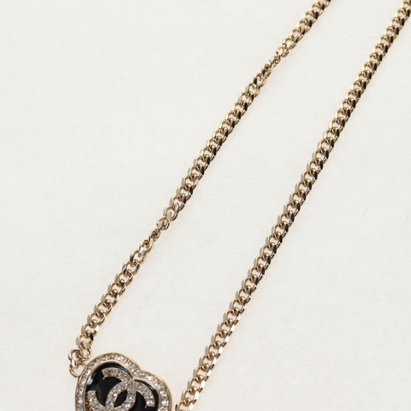 CHANEL Heart Necklace metal Silver CC Auth BA7561M