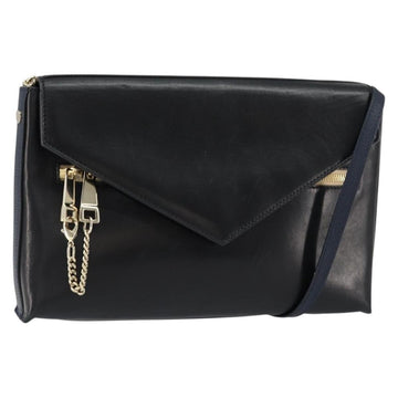 Chloe Shoulder Bag Leather Black Gold Auth BA7568