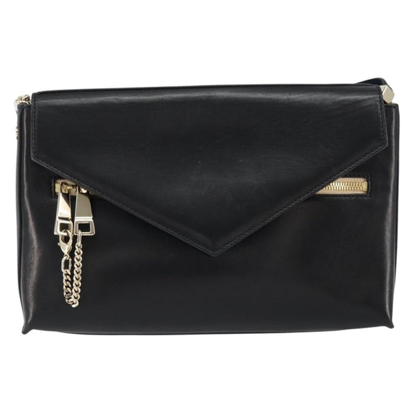Chloe Shoulder Bag Leather Black Gold Auth BA7568