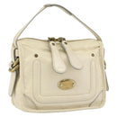 Chloe Hand Bag Leather White Gold Auth BA7569-1