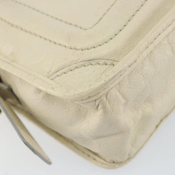 Chloe Hand Bag Leather White Gold Auth BA7569