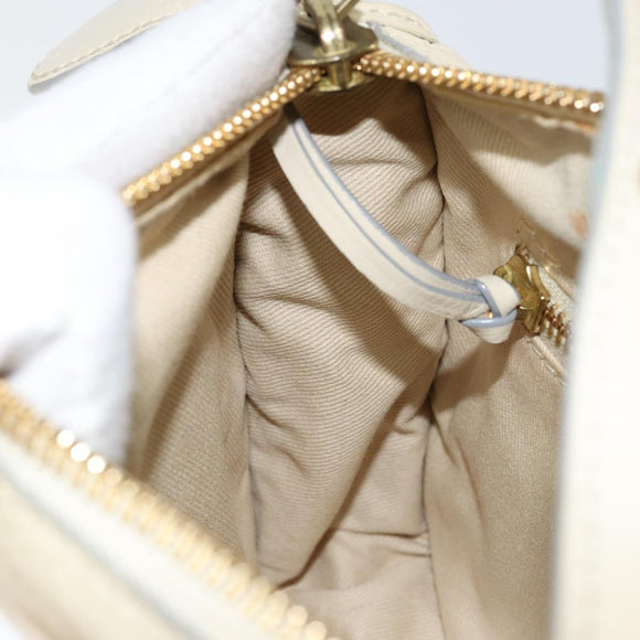 Chloe Hand Bag Leather White Gold Auth BA7569