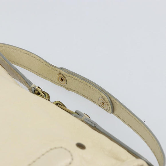 Chloe Hand Bag Leather White Gold Auth BA7569