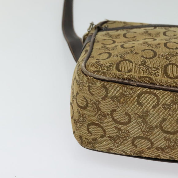 CELINE C Sulky Shoulder Bag Canvas Beige Auth BA757