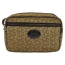 CELINE C Sulky Shoulder Bag Canvas Beige Auth BA757-13
