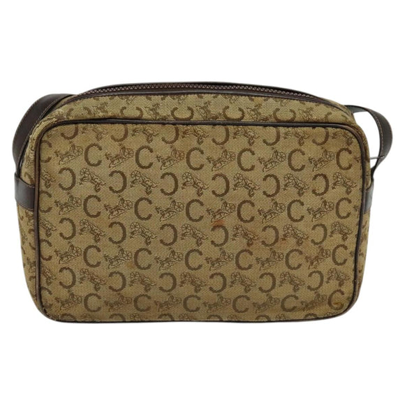 CELINE C Sulky Shoulder Bag Canvas Beige Auth BA757