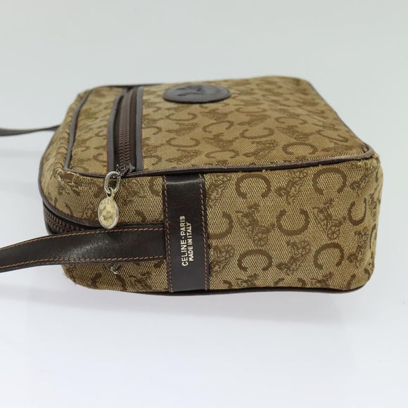 CELINE C Sulky Shoulder Bag Canvas Beige Auth BA757