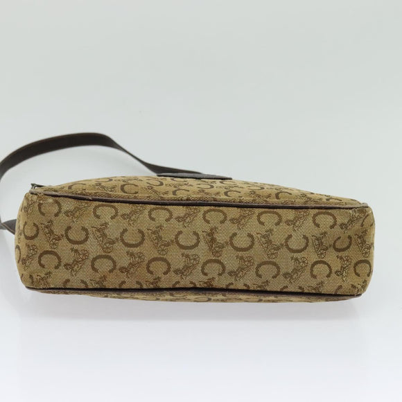 CELINE C Sulky Shoulder Bag Canvas Beige Auth BA757