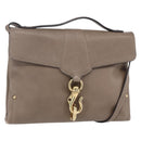 BALLY Shoulder Bag Leather Beige Gold Auth BA7570-1