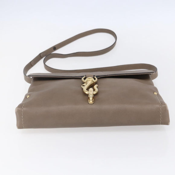 BALLY Shoulder Bag Leather Beige Gold Auth BA7570