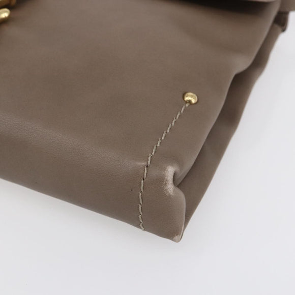 BALLY Shoulder Bag Leather Beige Gold Auth BA7570