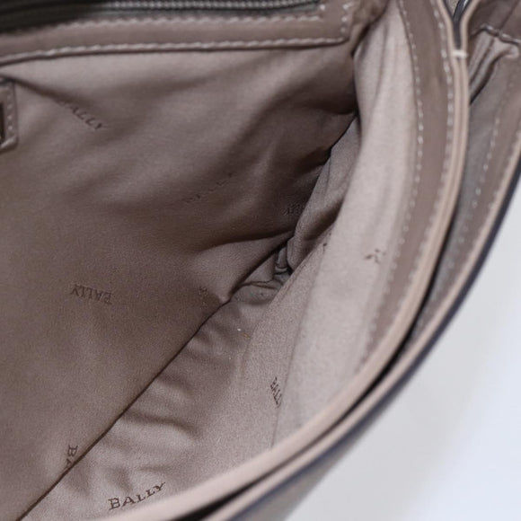 BALLY Shoulder Bag Leather Beige Gold Auth BA7570