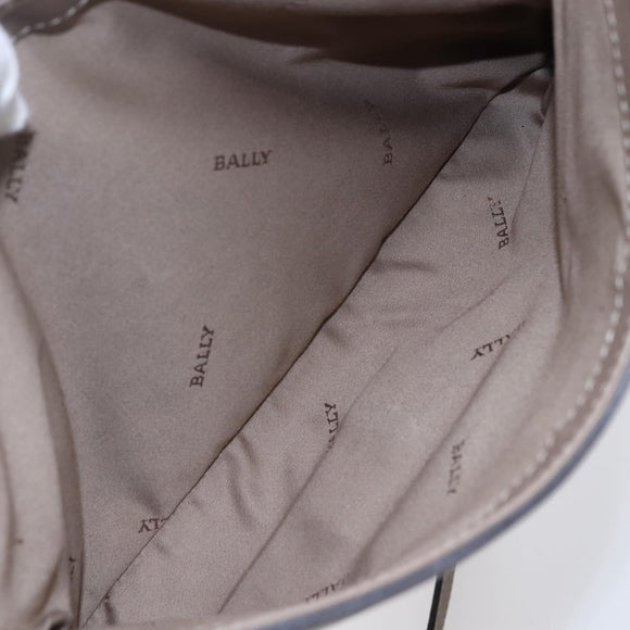 BALLY Shoulder Bag Leather Beige Gold Auth BA7570