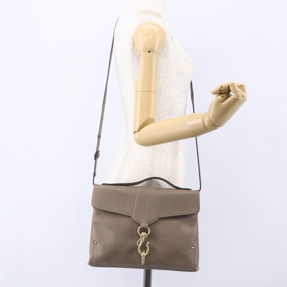 BALLY Shoulder Bag Leather Beige Gold Auth BA7570