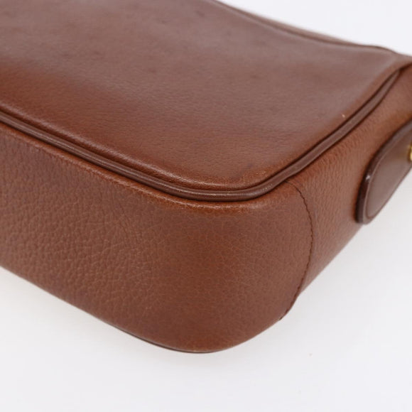 Burberrys Shoulder Bag Leather Gold Brown Auth BA7571