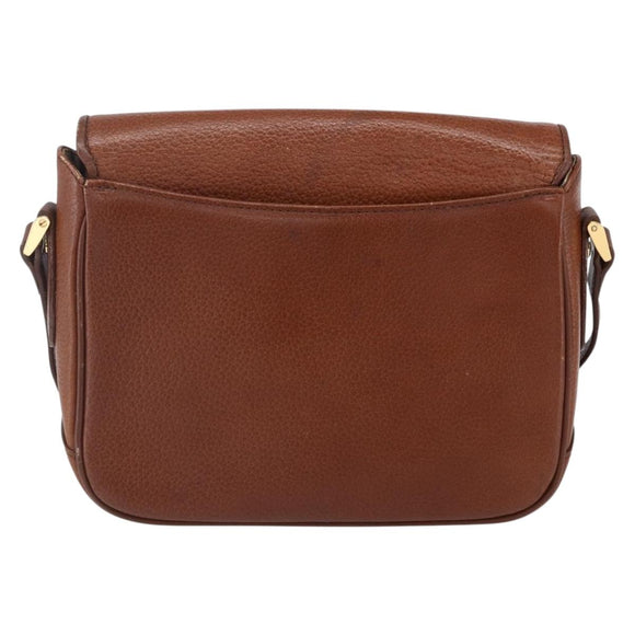 Burberrys Shoulder Bag Leather Gold Brown Auth BA7571