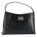 BURBERRY Hand Bag Leather Black Silver Auth BA7572-1