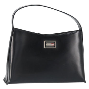 BURBERRY Hand Bag Leather Black Silver Auth BA7572