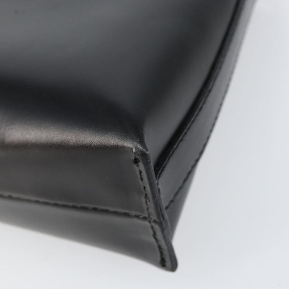 BURBERRY Hand Bag Leather Black Silver Auth BA7572