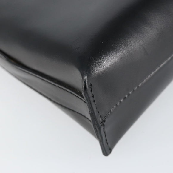 BURBERRY Hand Bag Leather Black Silver Auth BA7572