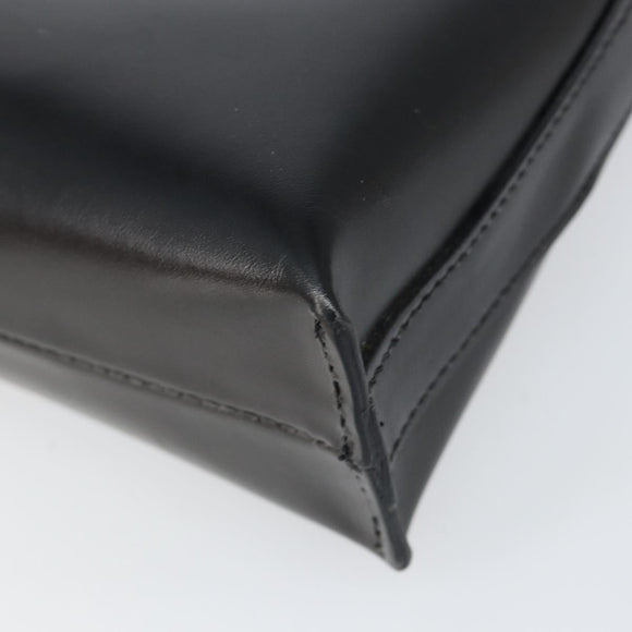 BURBERRY Hand Bag Leather Black Silver Auth BA7572