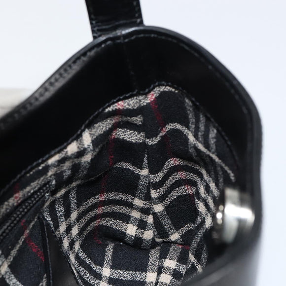 BURBERRY Hand Bag Leather Black Silver Auth BA7572