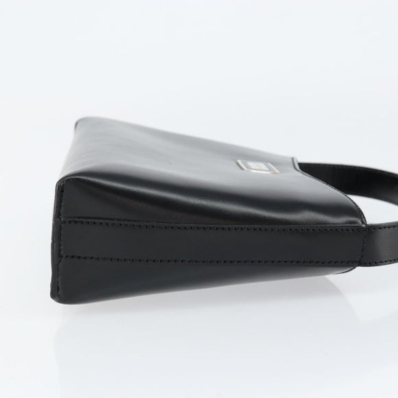 BURBERRY Hand Bag Leather Black Silver Auth BA7572