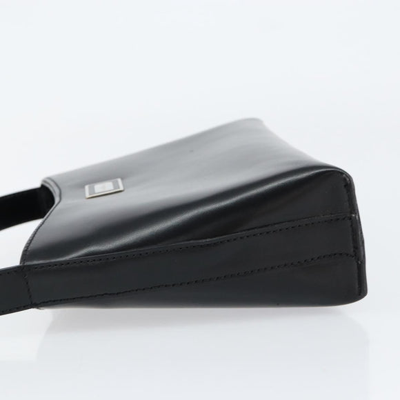 BURBERRY Hand Bag Leather Black Silver Auth BA7572