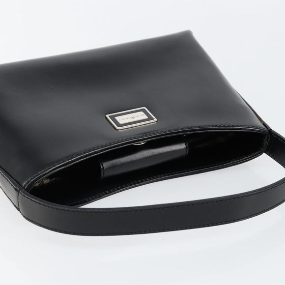 BURBERRY Hand Bag Leather Black Silver Auth BA7572