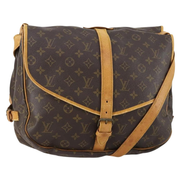 LOUIS VUITTON Monogram Saumur 35 Shoulder Bag M42254 LV Auth BA7620